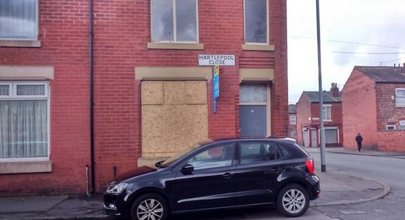 Hartlepool close, Greater Manchester, where a man yesterday set himself on fire