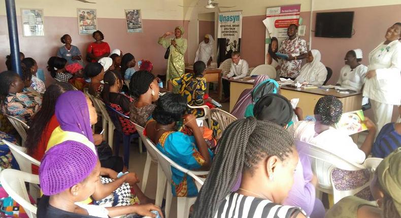 Women receiving lecture on family planning