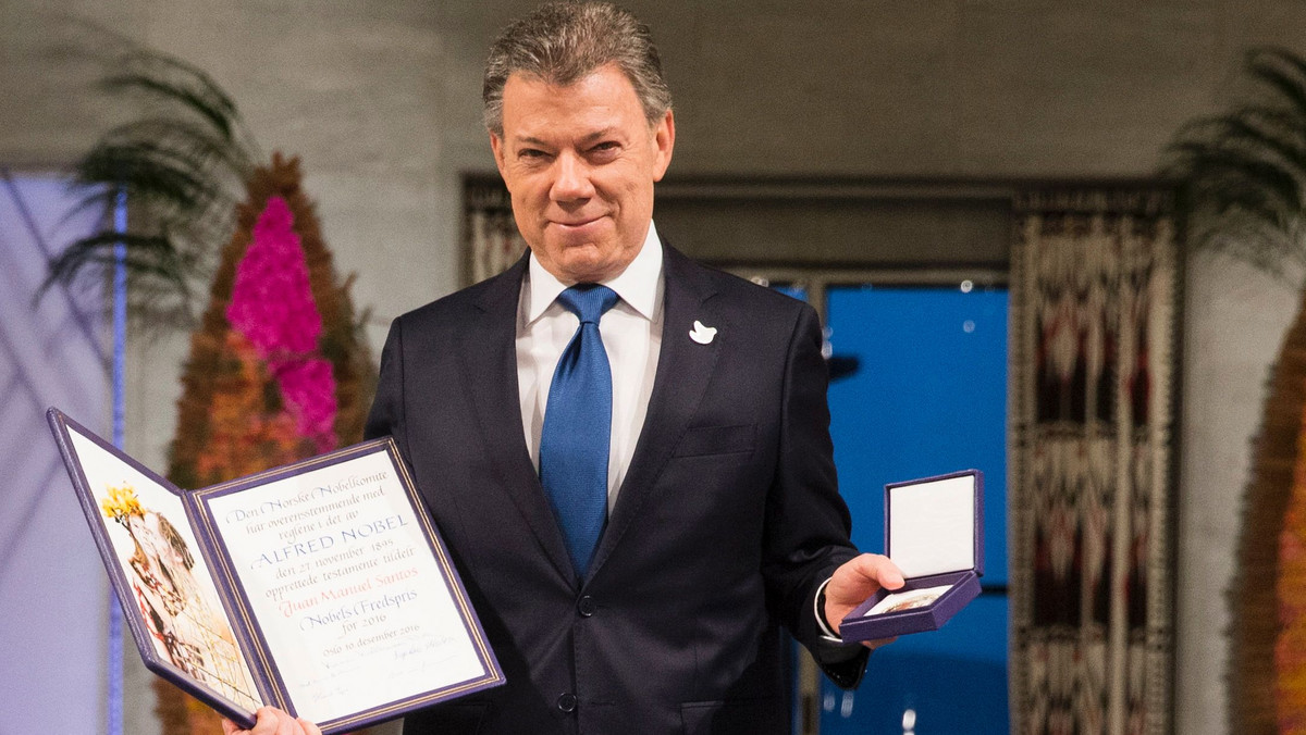 Prezydent Kolumbii Juan Manuel Santos z Pokojową Nagrodą Nobla