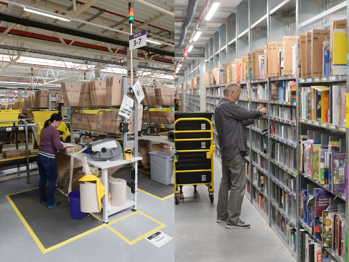 Centrum logistyczne Amazon - Sady (woj. wielkopolskie), 28.10.2014. Centrum logistyczne firmy Amazon w podpoznańskich Sadach, 24 bm. Uroczyste otwarcie centrum zaplanowano na 29.10.2014. (mgo) PAP/Jakub Kaczmarczyk