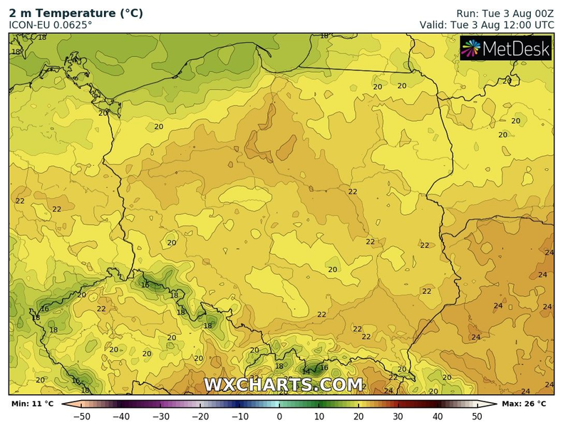 W najcieplejszym regionie temperatura wzrośnie do 24 st. C