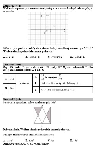 Egzamin gimnazjalny z matematyki - odpowiedzi