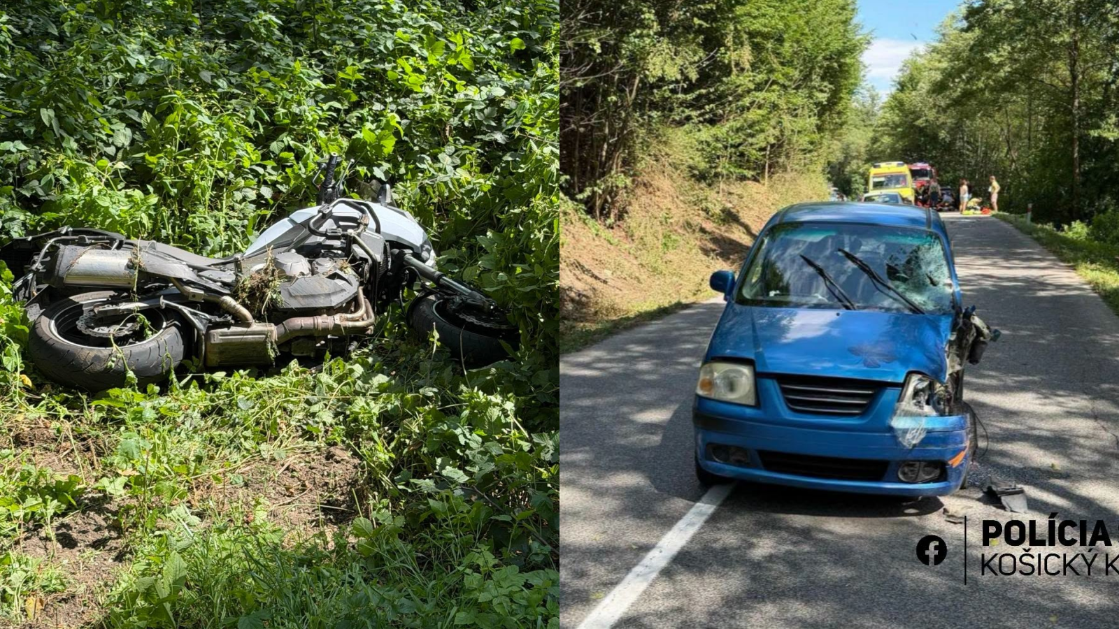 Medzi obcou Štós a mestom Medzev v okrese Košice-okolie došlo k nehode motorky s autom. 