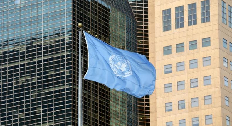 The flag of the UN outside the New York headquarters of the world body, seen in a photo taken on September 23, 2019