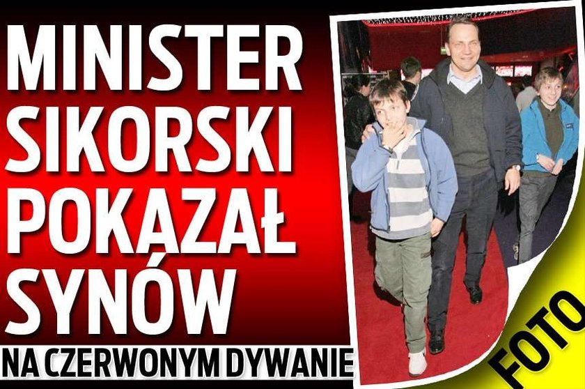 Minister Sikorski pokazał synów. Na czerwonym dywanie