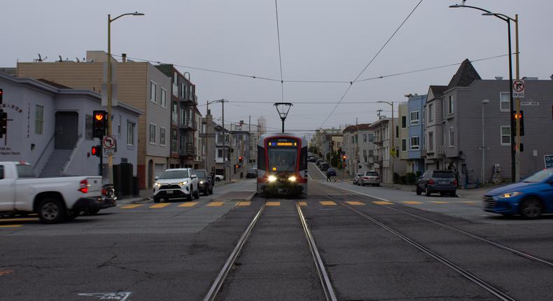 San Francisco's MUNI light rail in the city's Sunset District neighborhood.Lloyd Lee/BI