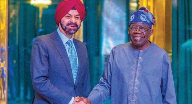 President Bola Tinubu with Ajay Banga, World Bank president. [Presidency]