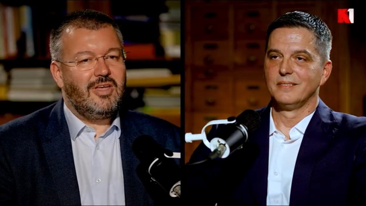 Profesor Čedomir Antić, autor emisije "Perspektiva" i gost Milan Veruović