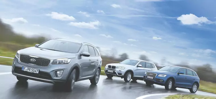 Kia Sorento kontra BMW X3 i Audi Q5 - Kia depcze po piętach Audi i BMW