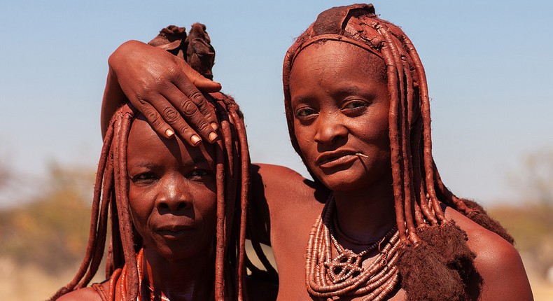 Namibia's Himba tribe women covered with otjize