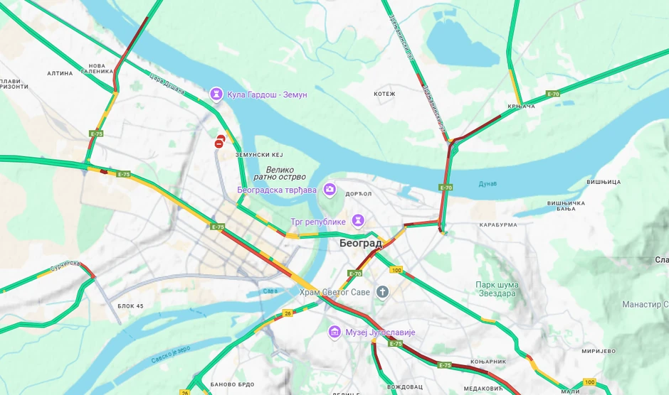 Mapa gužve u Beogradu
