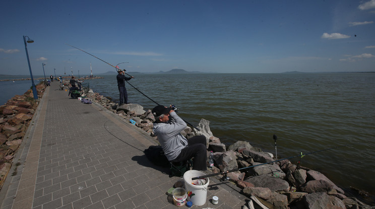 Kéméndi Gyula a stégre ment horgászni, hamar ki is kapott néhány halat a Balatonból /Fotó: Isza Ferenc