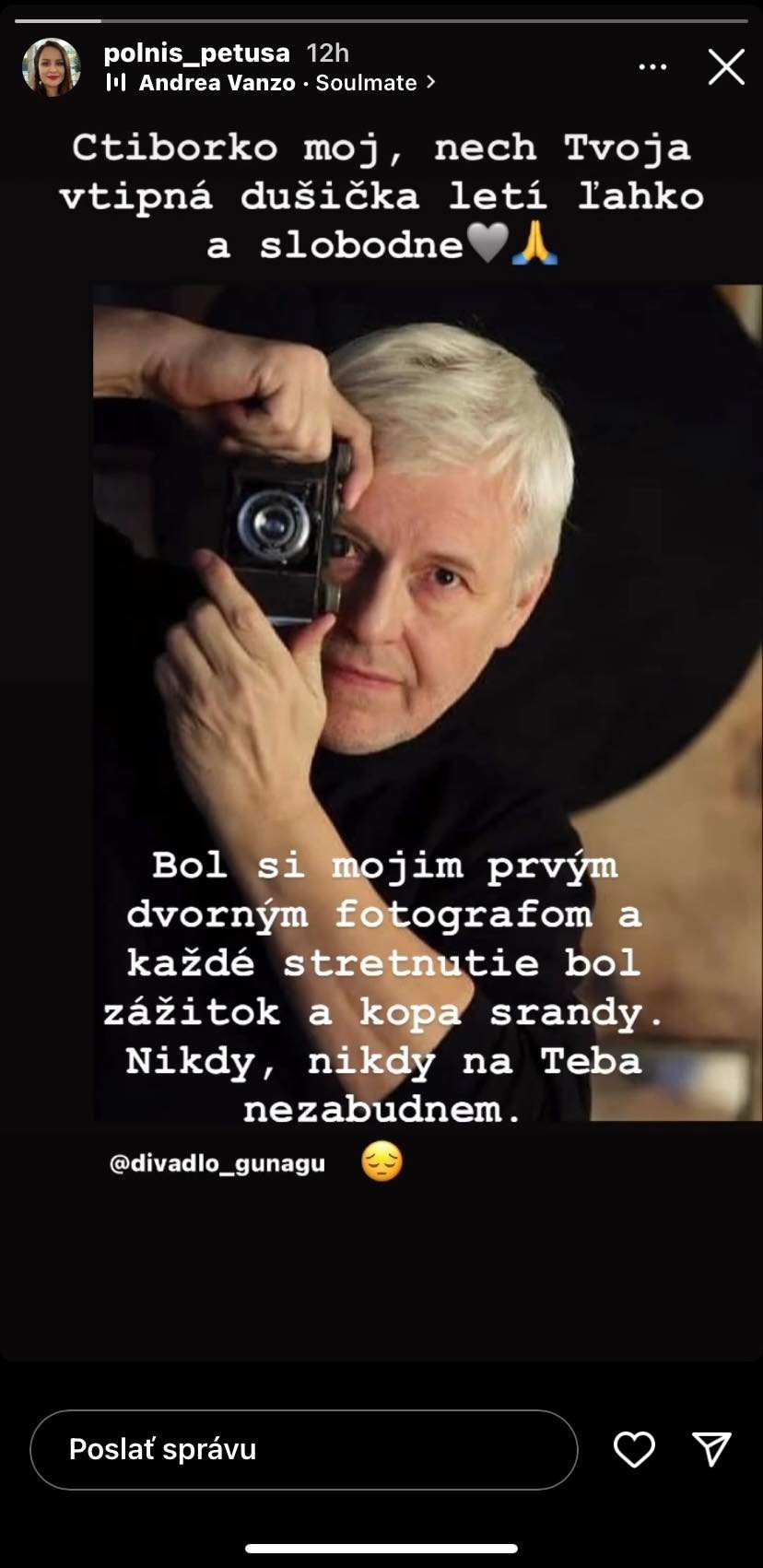 Za známym fotografom smúti aj Petra Polnišová.