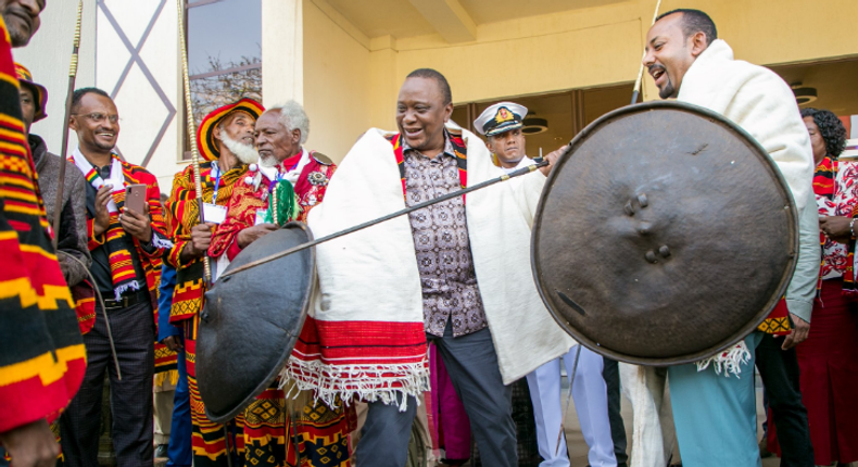 Uhuru Kenyatta with Prime Minister Abiy Ahmed  in Ethiopia