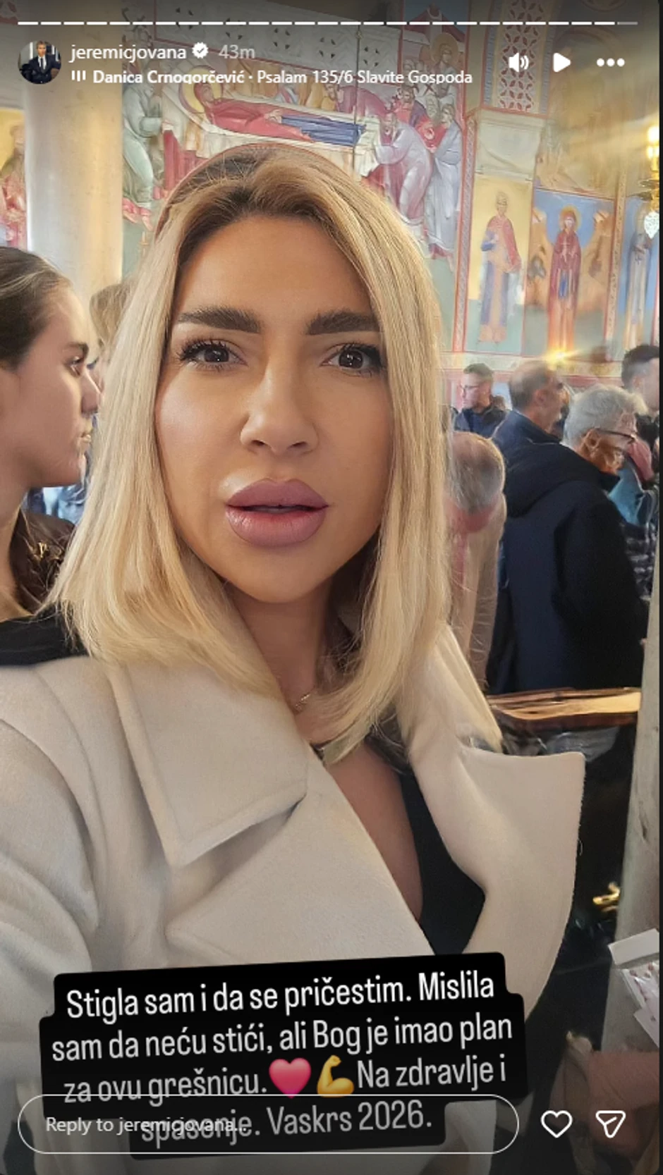 Jovana Jeremić se pričestila