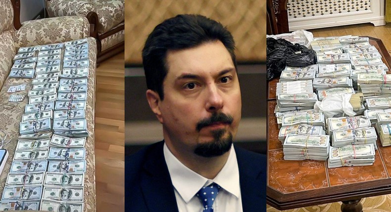 Vsevolod Kniaziev, the head of Ukraine's Supreme Court, was detained on suspicion of accepting a bribery. The National Anti-Corruption Bureau of Ukraine shared photos of US banknotes found during its investigation.Leah Millis/Reuters and Press Service of the National Anti-Corruption Bureau of Ukraine