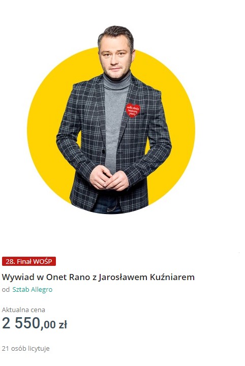 WOŚP 2020: Jarosław Kuźniar zaprasza do programu "Onet rano."