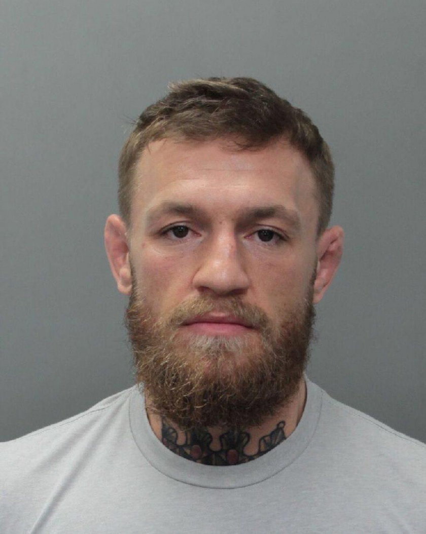 UFC fighter Conor McGregor appears in a police booking photo at Miami-Dade County Jail in Miami