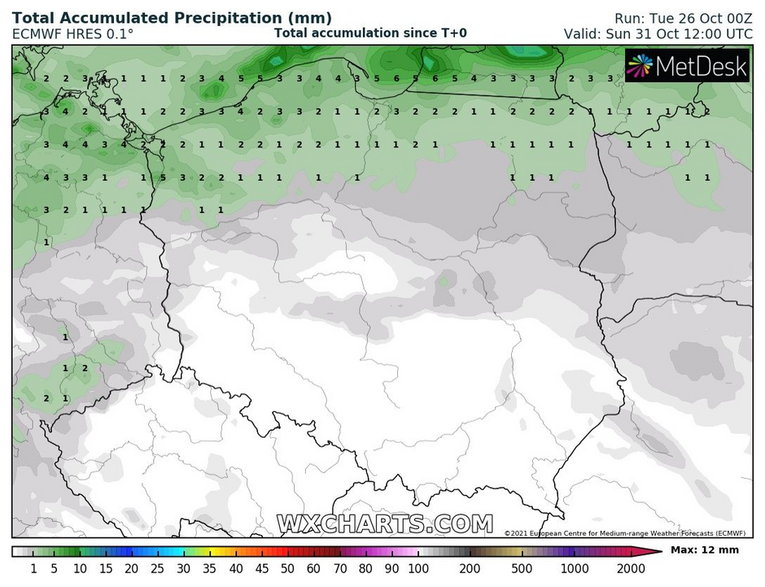 Do końca tygodnia sumy opadów w Polsce będą bardzo niskie