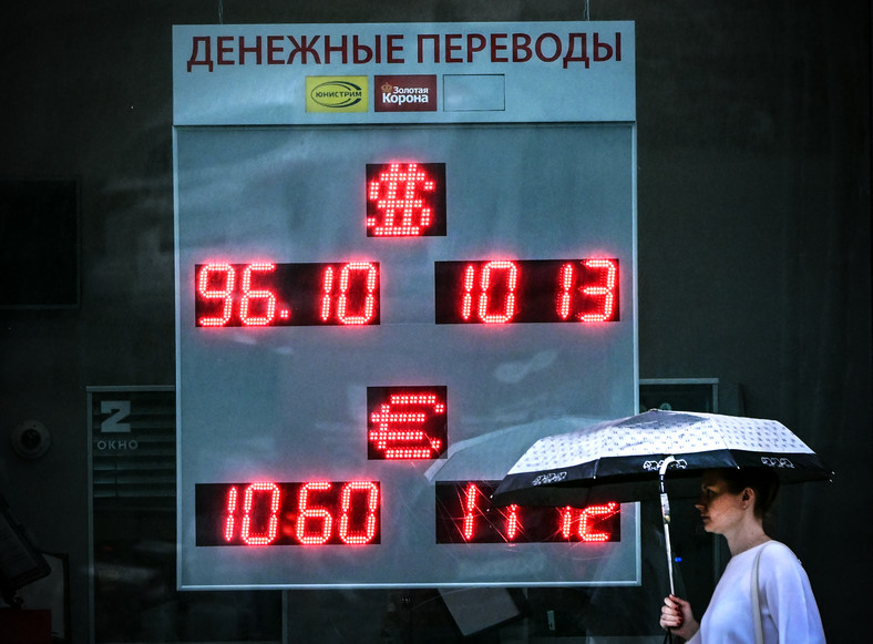Kantor wymiany walut w Moskwie. Zdjęcie poglądowe