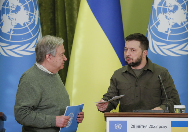 Sekretarz Generalny ONZ Antonio Guterres podczas wizyty w Kijowie