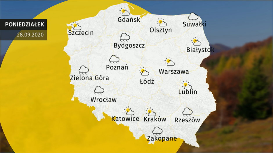 Prognoza pogody dla Polski - 28.09.2020