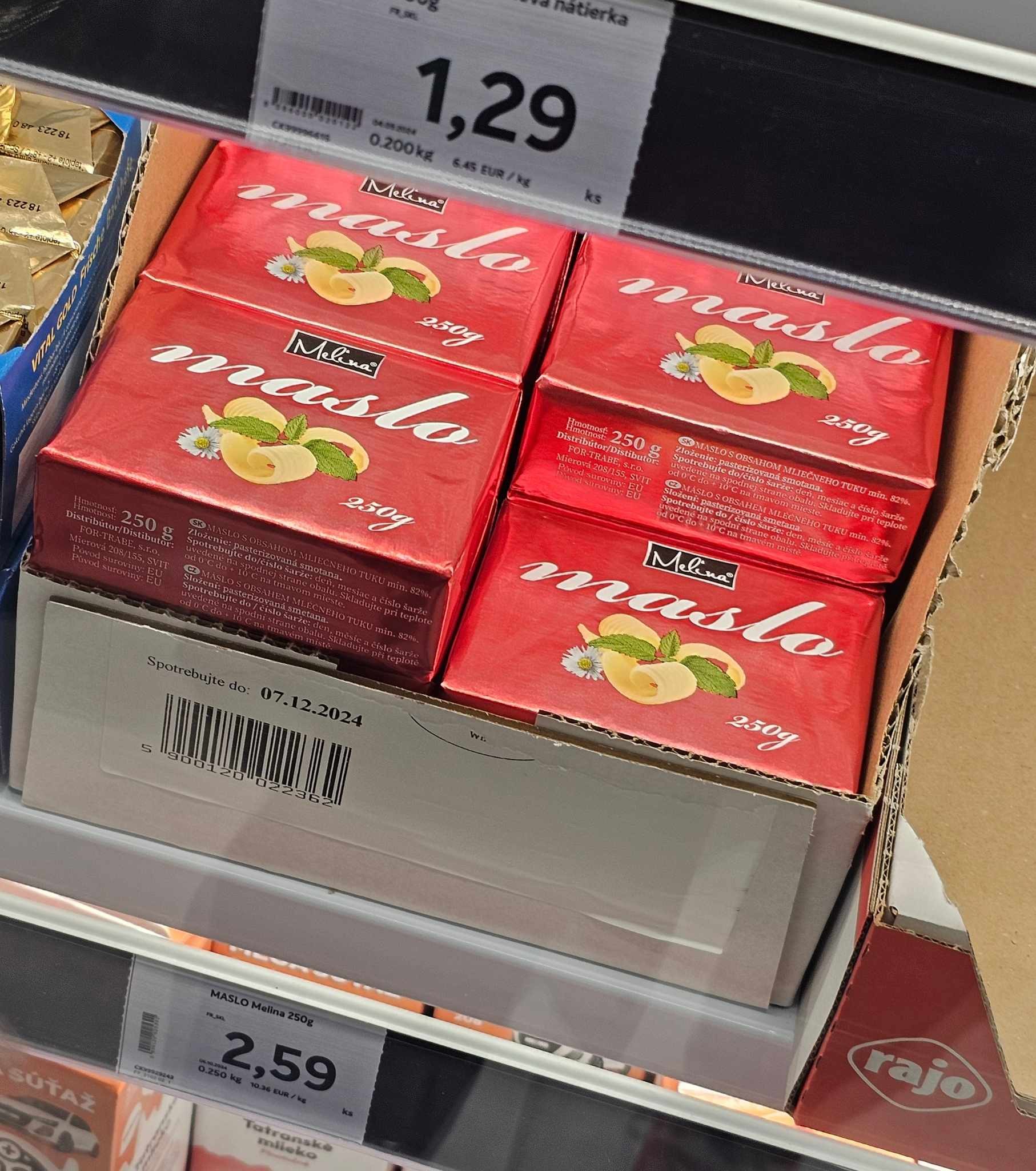 Ceny masla v októbri 2024.