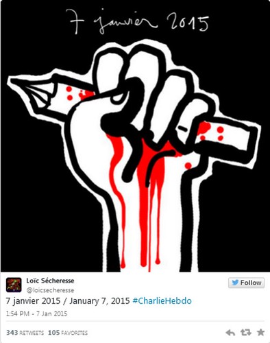 Loïc Sécheresse - rysunkowy komentarz po ataku na 'Charlie Hebdo'