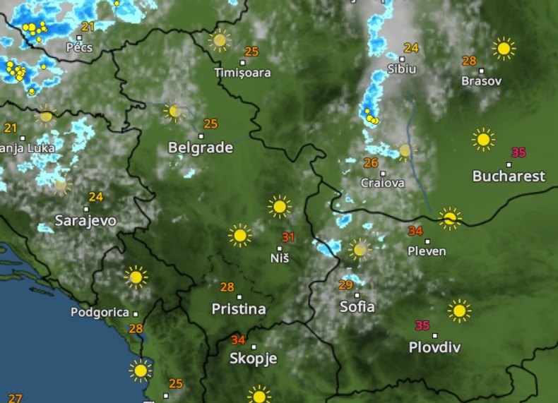 Vreme u Srbiji u 19 sati u nedelju