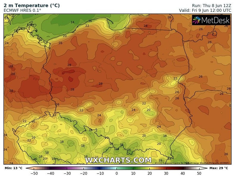 Piątek będzie bardzo gorącym i upalnym dniem