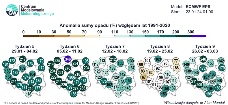 Następne tygodnie również zapowiadają się bardzo wilgotno