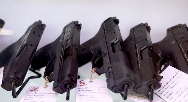 Handguns for sale at the WEX Gunworks store in Delray Beach, Florida.Joe Raedle/Getty Images