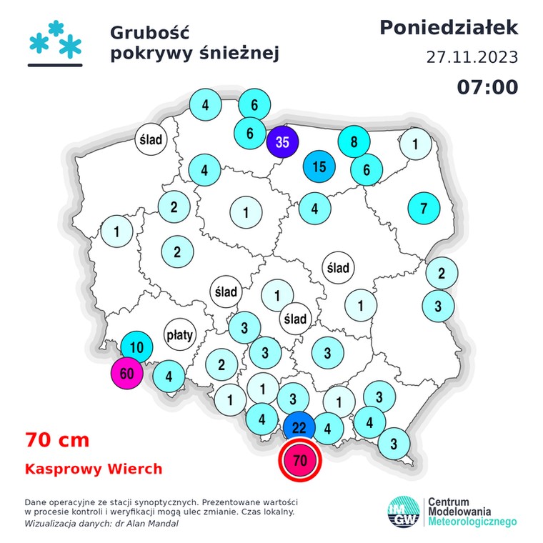 Niemal w całym kraju obserwujemy pokrywę śnieżną