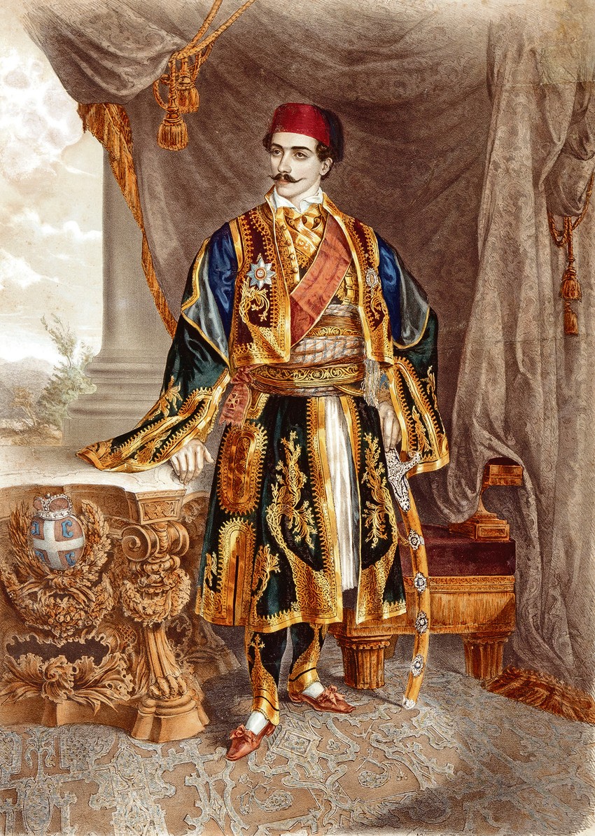 Anastas Jovanović - Mihailo Obrenović, 1848, kolorisana litografija