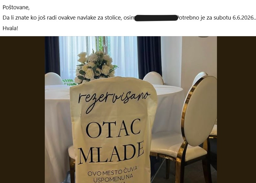 navlaka za svadbenu stolicu