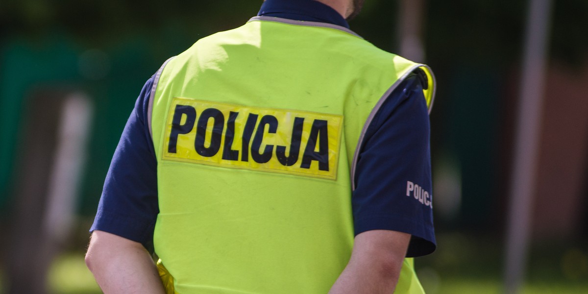 Polish policeman in reflective vest