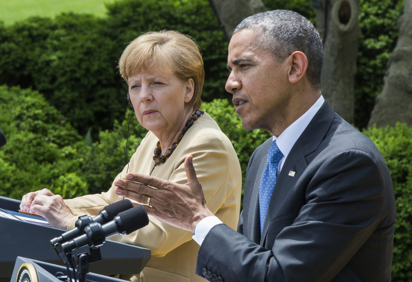 Angela Merkel i Barack Obama w Waszyngtonie. Fot. EPA/JIM LO SCALZO/PAP/EPA