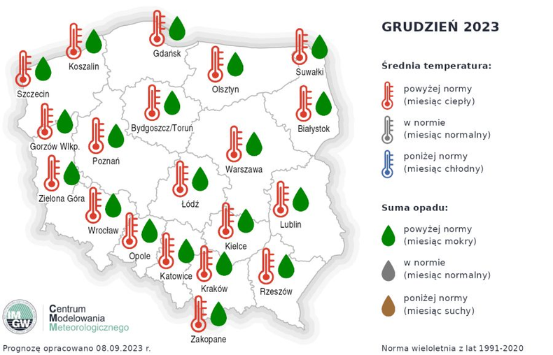 Grudzień ma być ciepłym i wilgotnym miesiącem