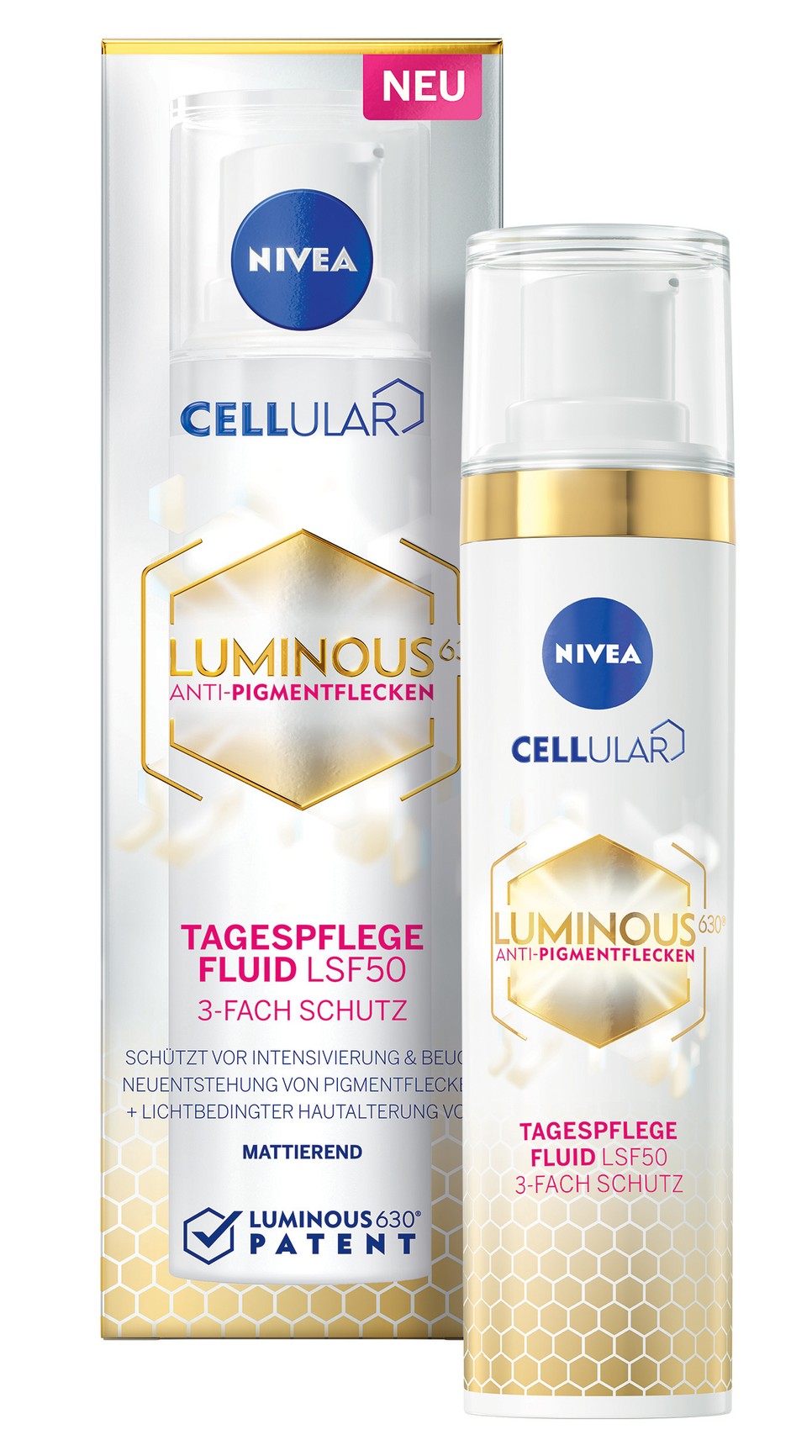 Cellular Luminous630® Pigmentfoltok elleni nappali krém FF50, NIVEA, 50 ml, 7299 Ft 