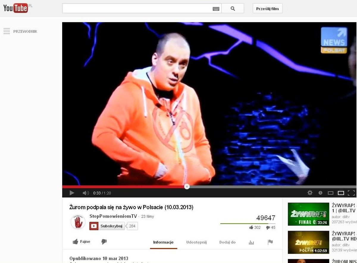 Raper podpalił się na wizji