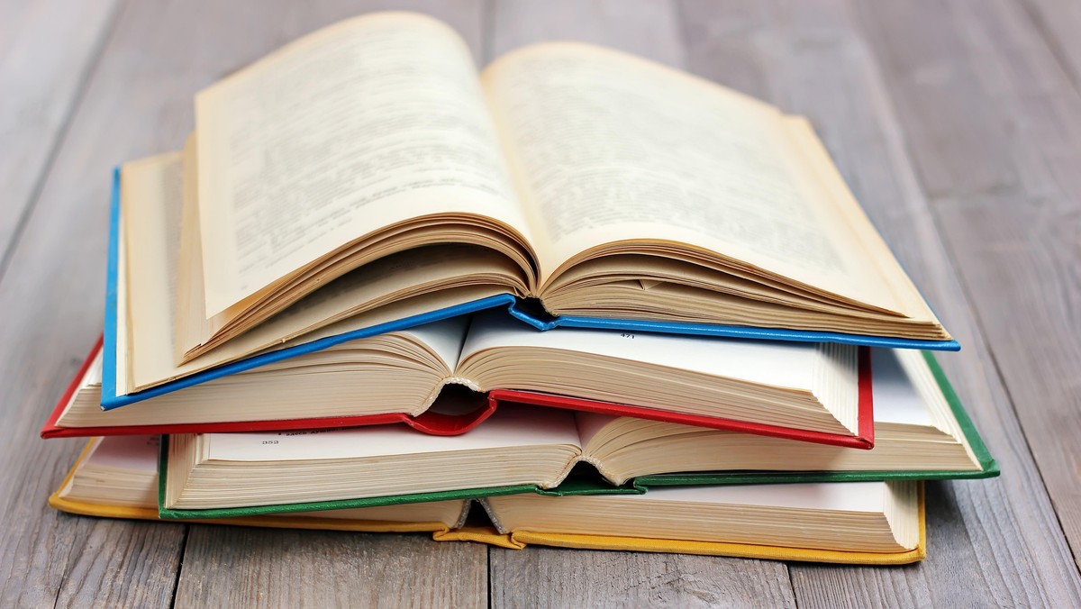 stack of books on the table