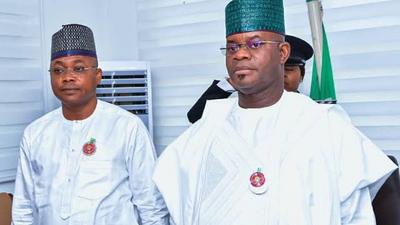 Governor Yahaya Bello and the APC governorship candidate in Kogi State.