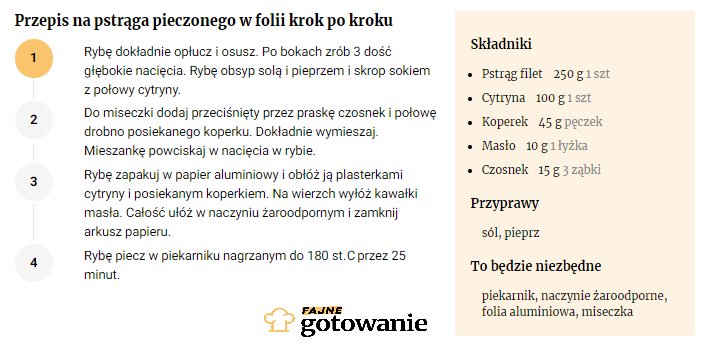 Przepis na pstrąga pieczonego w folii