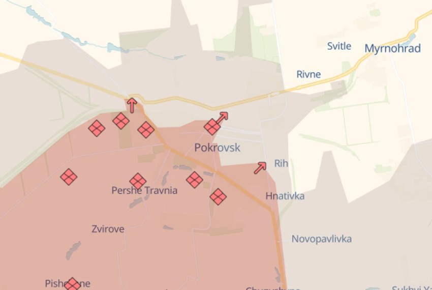 Pokrovsk na DeepState mapi