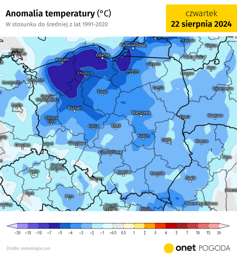 Temperatura w czwartek wyraźnie spadnie. Zrobi się chłodniej niż zwykle o tej porze roku