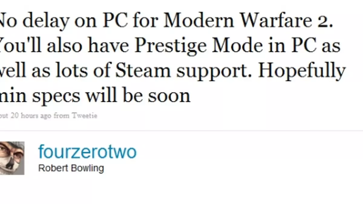 Modern Warfare 2 na PC nie będzie opóźnione