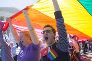 USA homoseksualiści tęcza protest