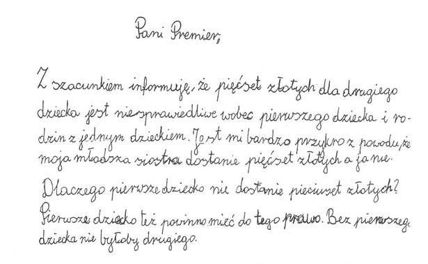 9-letnia Julia pisze do premier Szydło. "To niesprawiedliwe, jest mi bardzo przykro" [ZOBACZ LIST]