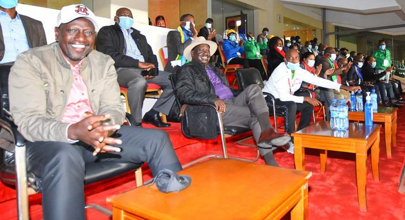 DP Ruto, Raila spent Wednesday evening together cheering Harambee Stars at Kasarani Stadium