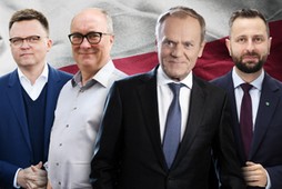 Szymon Hołownia, Włodzimierz Czarzasty, Donald Tusk i Władysław Kosiniak-Kamysz